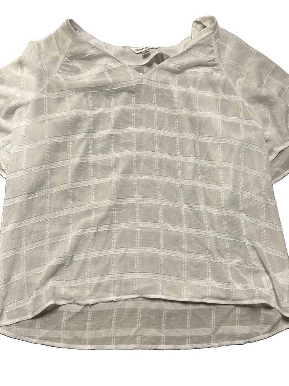Women’s Counterparts White Grid Print Blouse Shirt Size XL